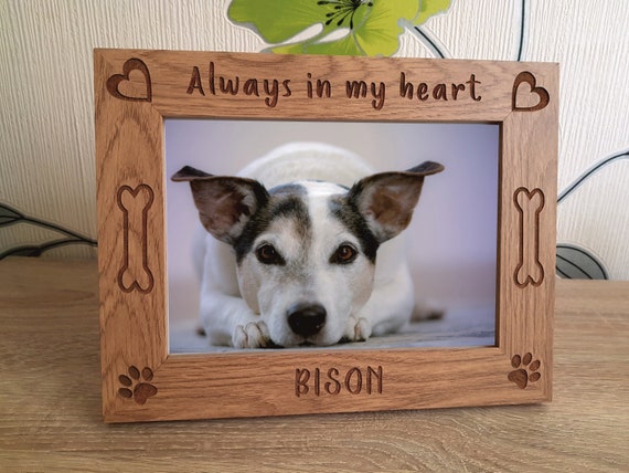 Custom Laser Engraved Pet Memorial Picture Frame - 5x7 Red Alder Wood