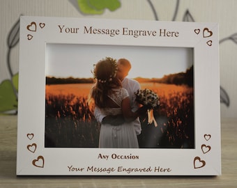 Personalised Photo Frame Any Text Engraved Gift For Wedding, Anniversary, Birthday, New Baby, N2