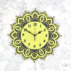 Flower Mandala Wall Clock Silent Non Ticking 30cm 60cm Wall Ornament Gift Bedroom Kitchen Living room Clock