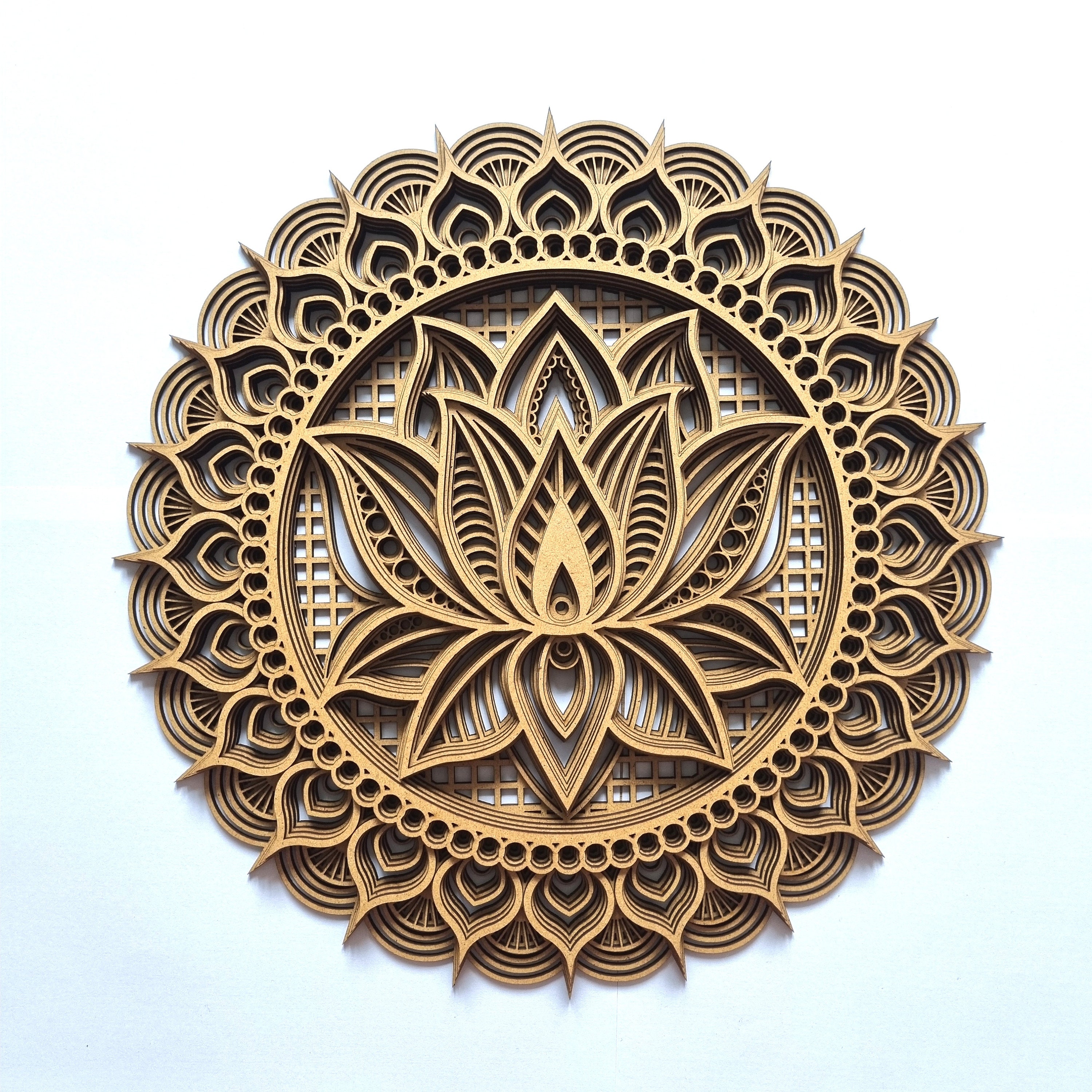 Lotus Flower 3D Wall Art Laser Cut Mandala Plaque Geometric Ornament ...
