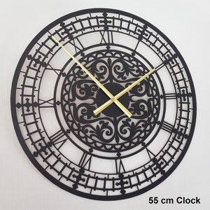 Any Colour Wooden Wall Clock Silent NonTicking Roman Numerals 30cm or 55cm Wall Ornament Gift 55 cm