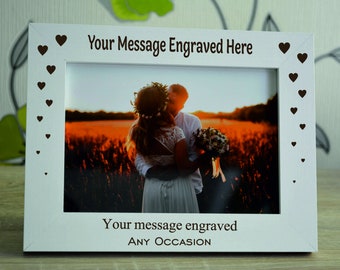 5 x 7 Personalised Engraved Wooden Photo Frame Any Text Any Occasion New Baby Wedding Anniversary Birthday Gift Keepsake