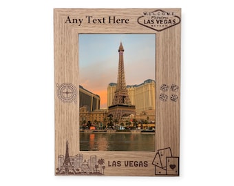 Las Vegas Skyline Personalised Wooden Photo Frame Vegas City Break Holiday Photo Keepsake Gift