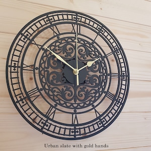 Any Colour Wooden Wall Clock Silent NonTicking Roman Numerals 30cm or 55cm Wall Ornament Gift image 4