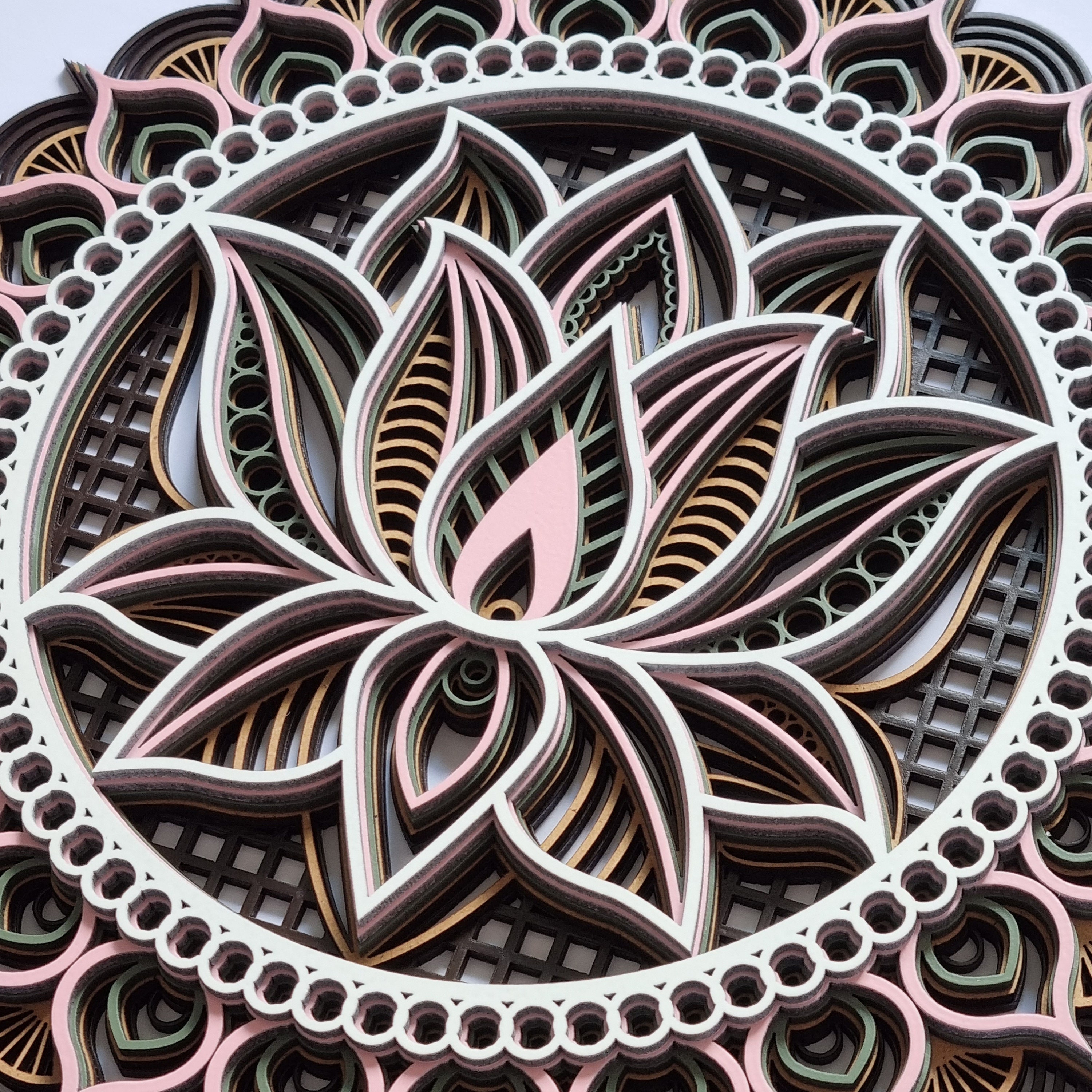 Lotus Flower 3D Wall Art Laser Cut Mandala Plaque Geometric Ornament ...