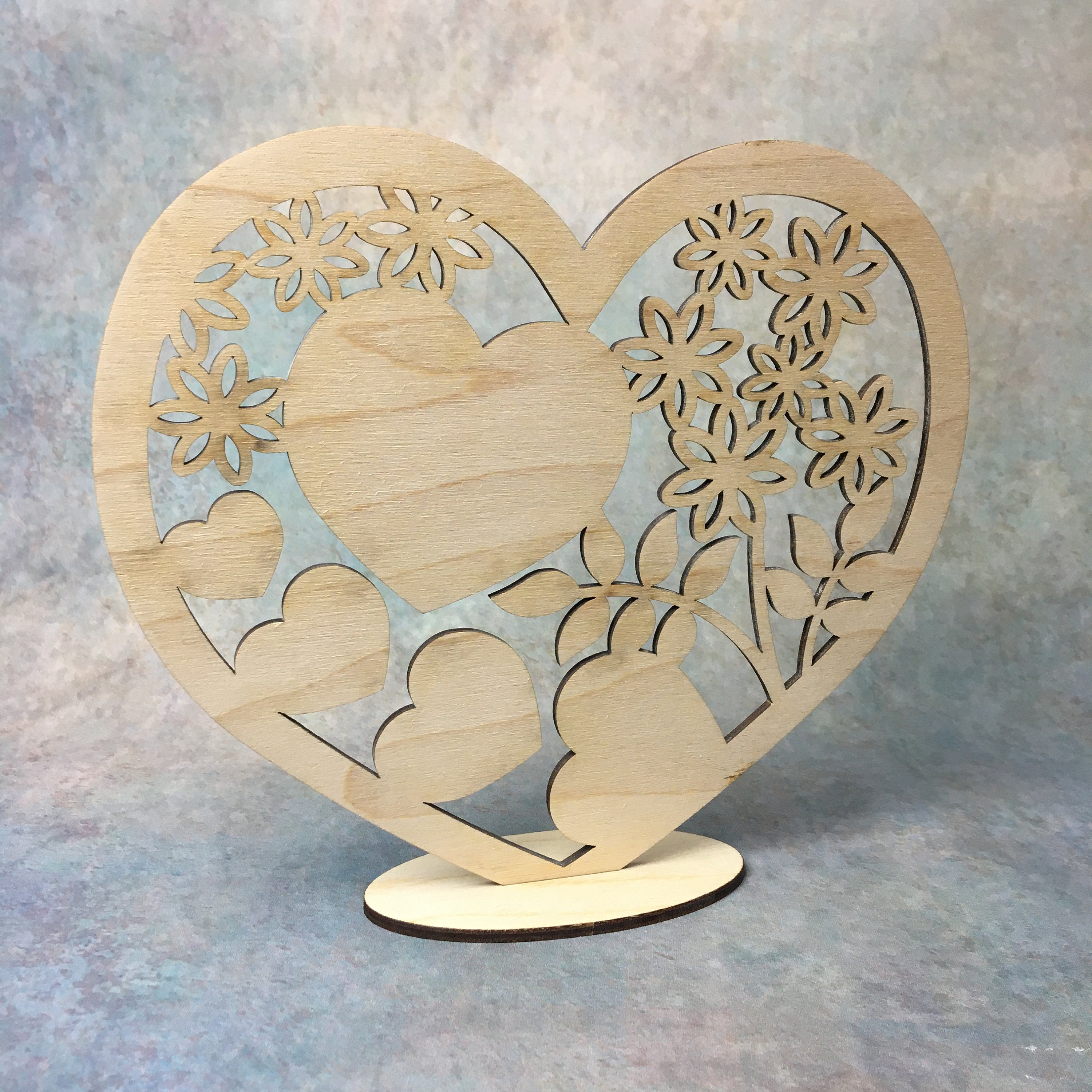 Personalised Wooden Love Heart Engraved Freestanding Gift Any Message ...