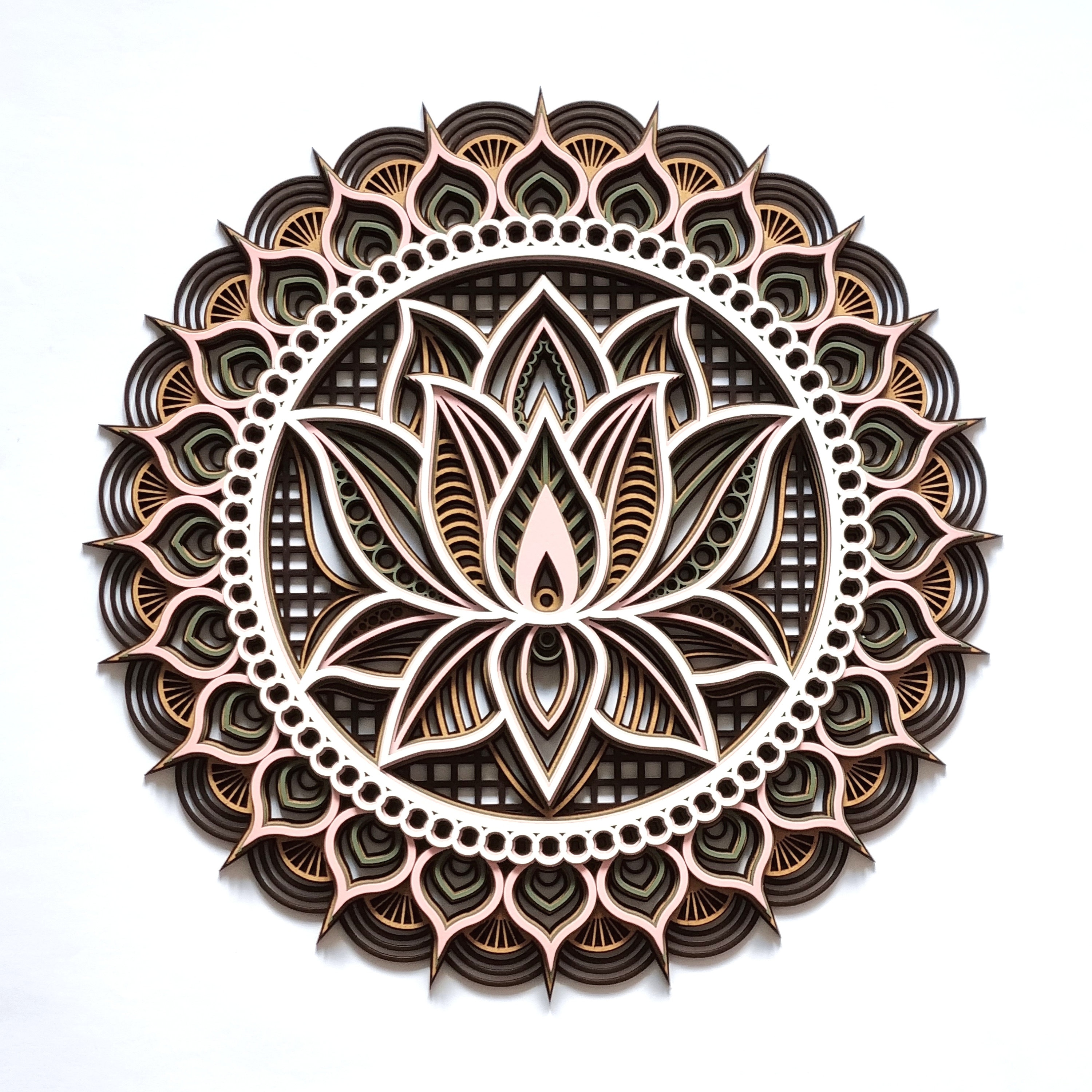 Lotus Flower 3D Wall Art Laser Cut Mandala Plaque Geometric