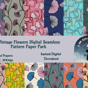 Art Nouveau Floral Digital Paper: Vintage Seamless Patterns (Digital Download)
