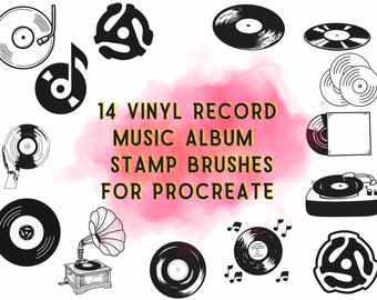 Vinyl Record Procreate Stamps: Retro Music Brushes (Digital Download)