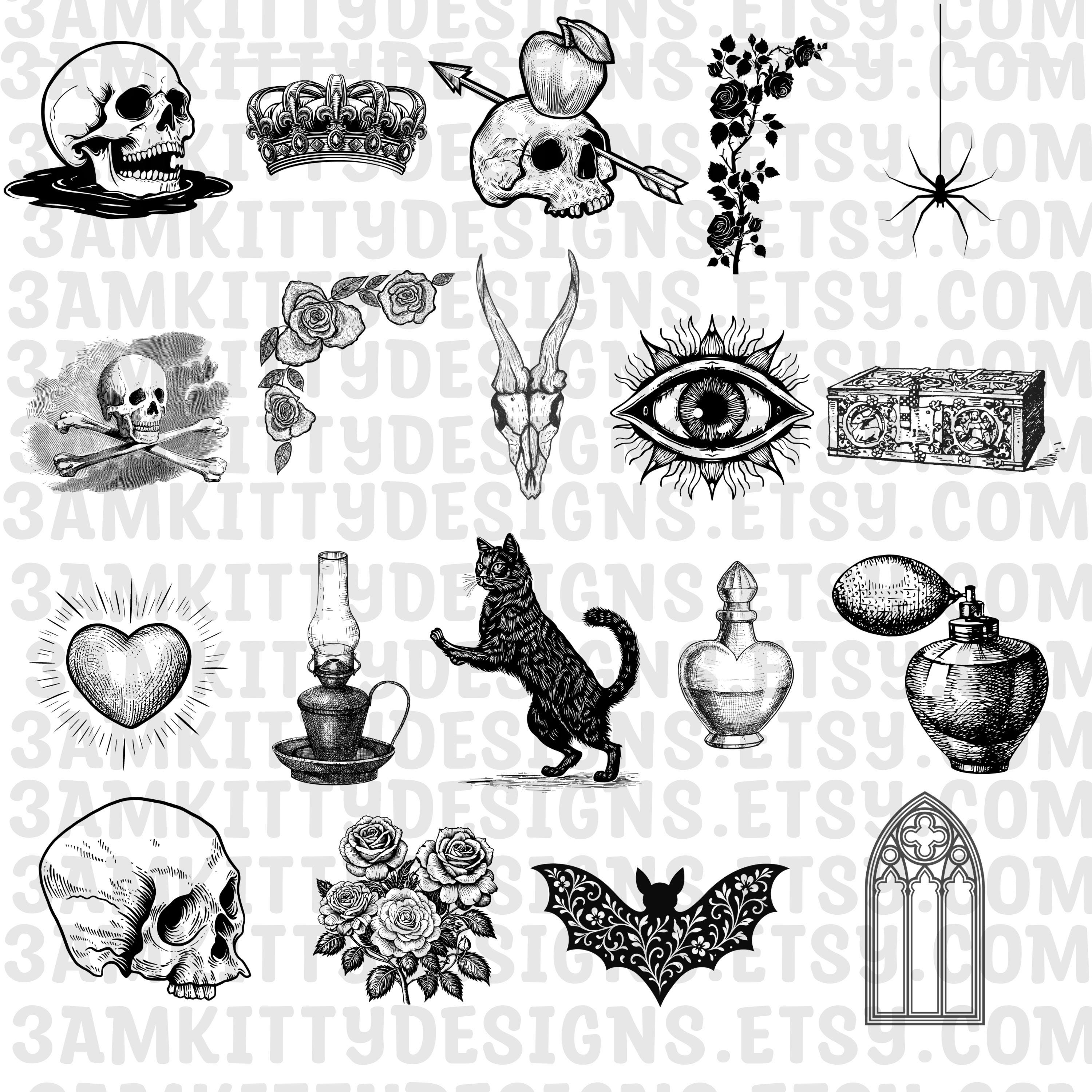 107 Gothic Stamp Brushes for Procreate, iPad Tattoo Art (digital ...