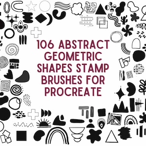 Procreate 用の 106 個の抽象シェイプ スタンプ ブラシ。幾何学的シェイプ Boho シェイプ