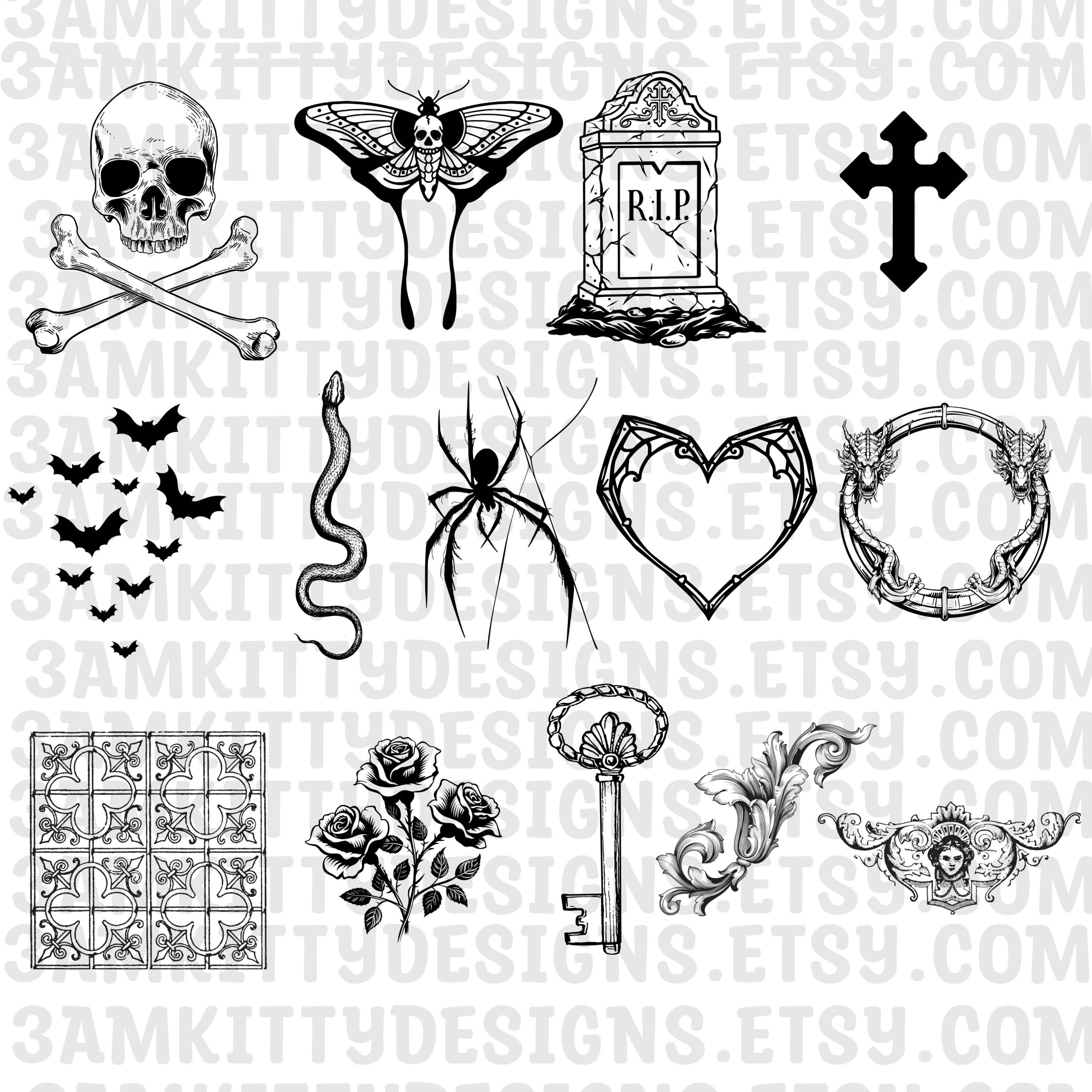 107 Gothic Stamp Brushes for Procreate, iPad Tattoo Art (digital ...