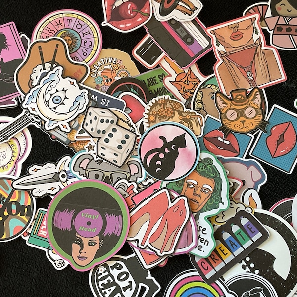 Unique Random Sticker Packs - Assorted Pop Culture, Boho, Funny, Witchy, Cute, Retro Styles