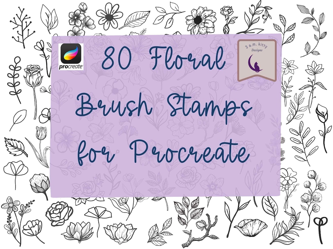 80 Botanical Stamp Brushes for Procreate: Floral Elements (digital ...