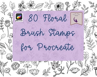 80 pinceles botánicos para Procreate: Elementos florales (descarga digital)