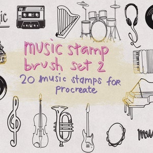 Pacote de temas musicais 2 Procreate Stamp Brushes Pacote de pincéis Procreate