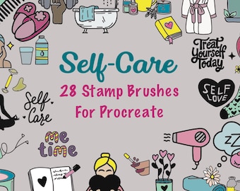 Self Care Procreate Brushes: Wellness & Beauty Stamps (Digital Download)