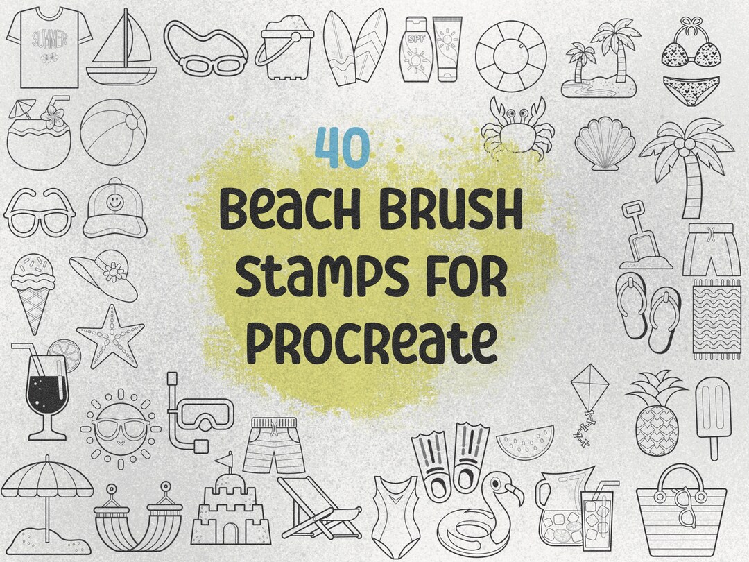 Beach Summer Stamps: Procreate Brush Set (40) - Etsy