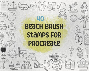 Beach Summer Stamps: Procreate Brush Set (40)