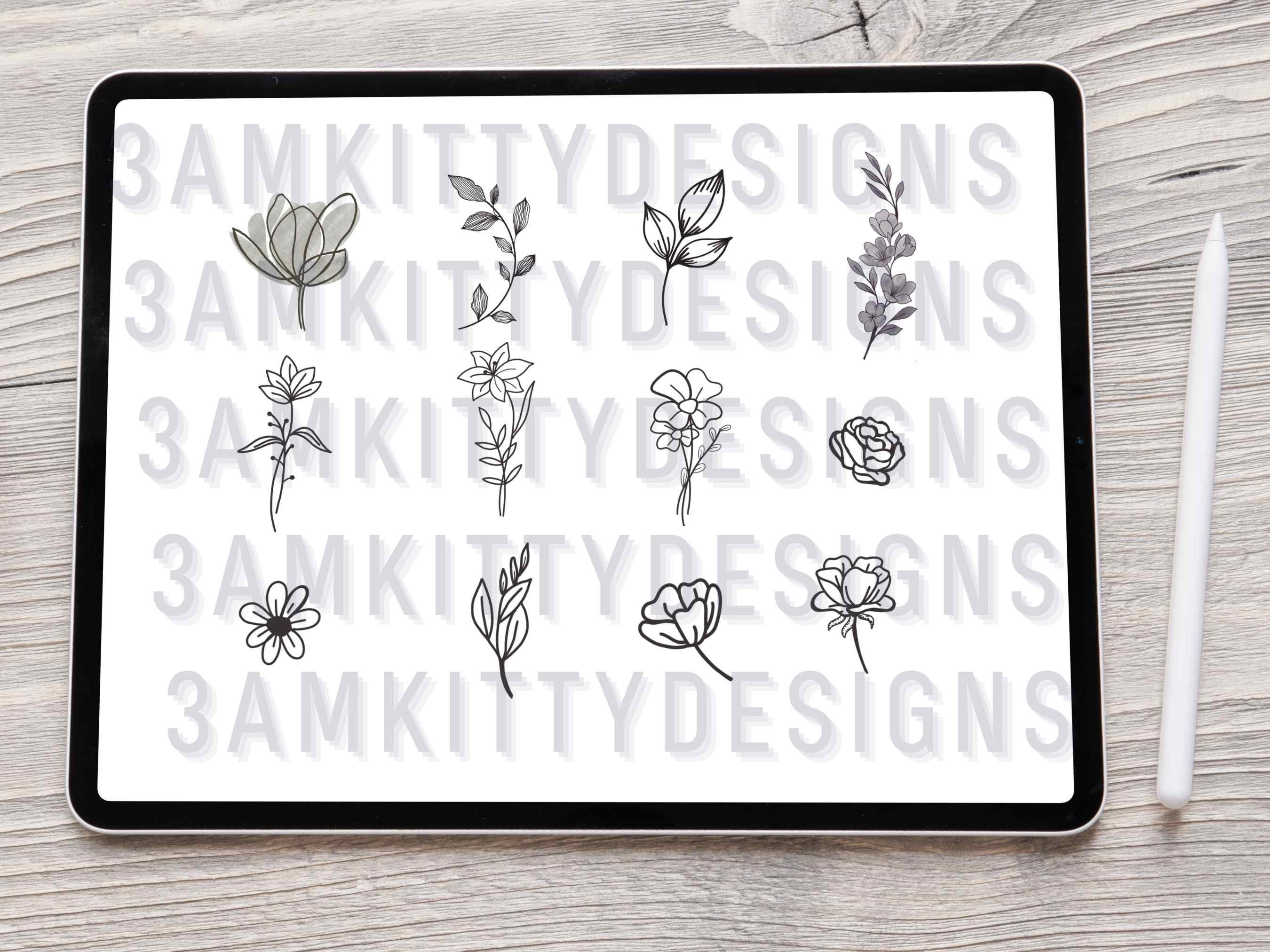 80 Botanical Stamp Brushes for Procreate: Floral Elements (digital ...