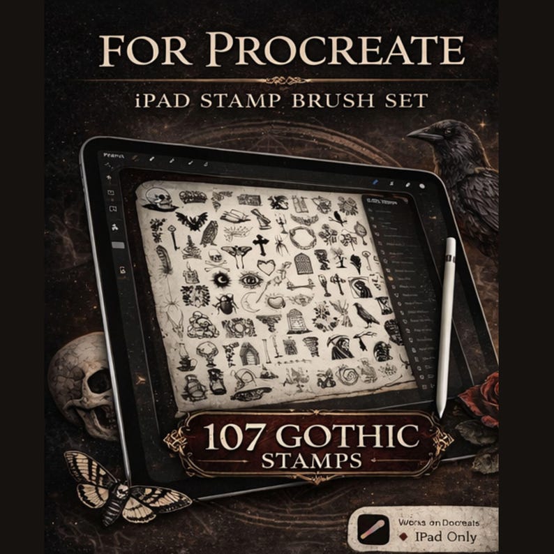 107 Gothic Stamp Brushes for Procreate, iPad Tattoo Art (digital ...