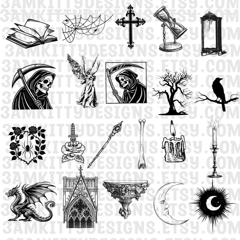 107 Gothic Stamp Brushes for Procreate, iPad Tattoo Art (digital ...