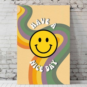Smiley Face Retro 70s Print: Have A Nice Day Wall Art (Digital Download)