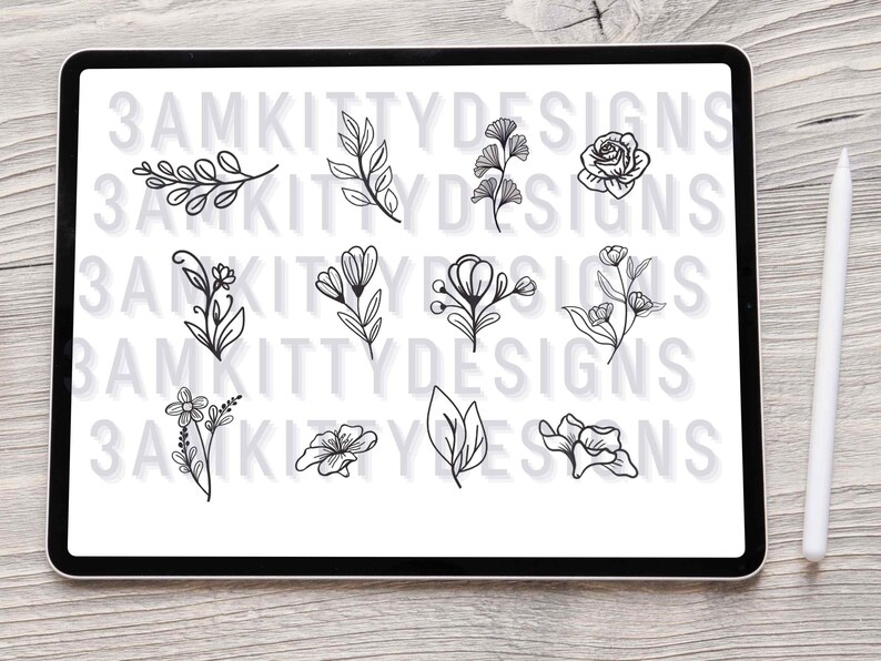 80 Botanical Stamp Brushes for Procreate: Floral Elements (digital ...