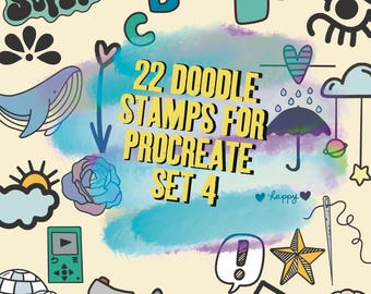 Procreate Doodle Stempel Brushes: Handgezeichnetes Skizzenpinsel-Set