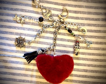 Gothic Heart Bag Charm | Witchy Keychain | Celestial Purse Charm