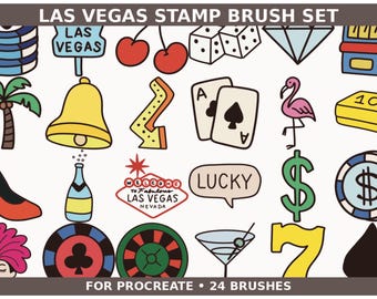 Sellos de Las Vegas para Procreate: 24 pinceles de casino (descarga digital)