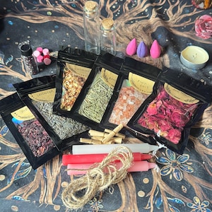 DIY Mini Love Spell Jar Kit | Beginner Witchcraft Set with Crystals, Herbs, Candles | Instructions for Love & Attraction Rituals