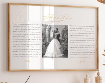 Personalized Wedding Vows Valentine&#39;s Day Gift for Him or Her, Anniversary Gift for Husband, Custom Vows Print, His and Her Wedding Vows