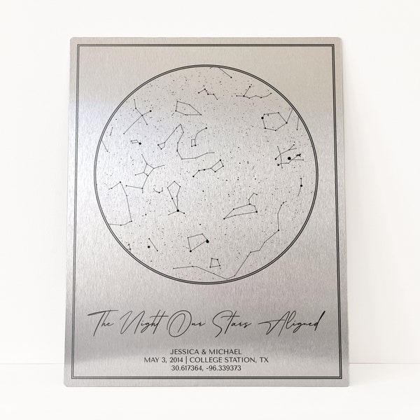 Tin or Aluminum 10 Year Anniversary Gift, Custom Star Map Print, Anniversary Gift For Her, 10th Anniversary Gift For Him