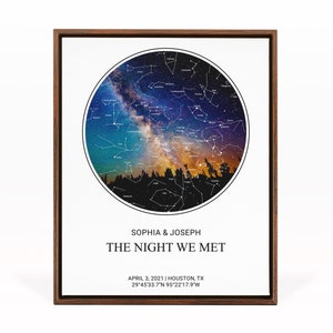 Custom Star Map By Date, Constellation Map The Night We Met, Gifts For Couple, Night Sky Anniversary Gift