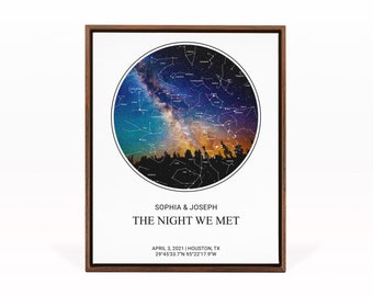 Custom Star Map By Date, Constellation Map The Night We Met, Gifts For Couple, Night Sky Anniversary Gift
