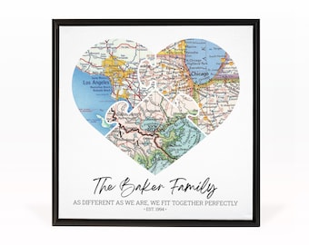 Heart Shaped Puzzle Adventure Map On Canvas, Long Distance Family Map, Perfect Gift Idea For Anniversary, Relationship Gift, Valentine's Day