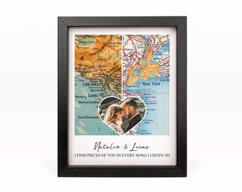 Personalized Long-Distance Relationship Gift, Valentine&#39;s Day Gift, 1 Year Anniversary Gift, Personalized Gift for Him or Her, Custom Heart