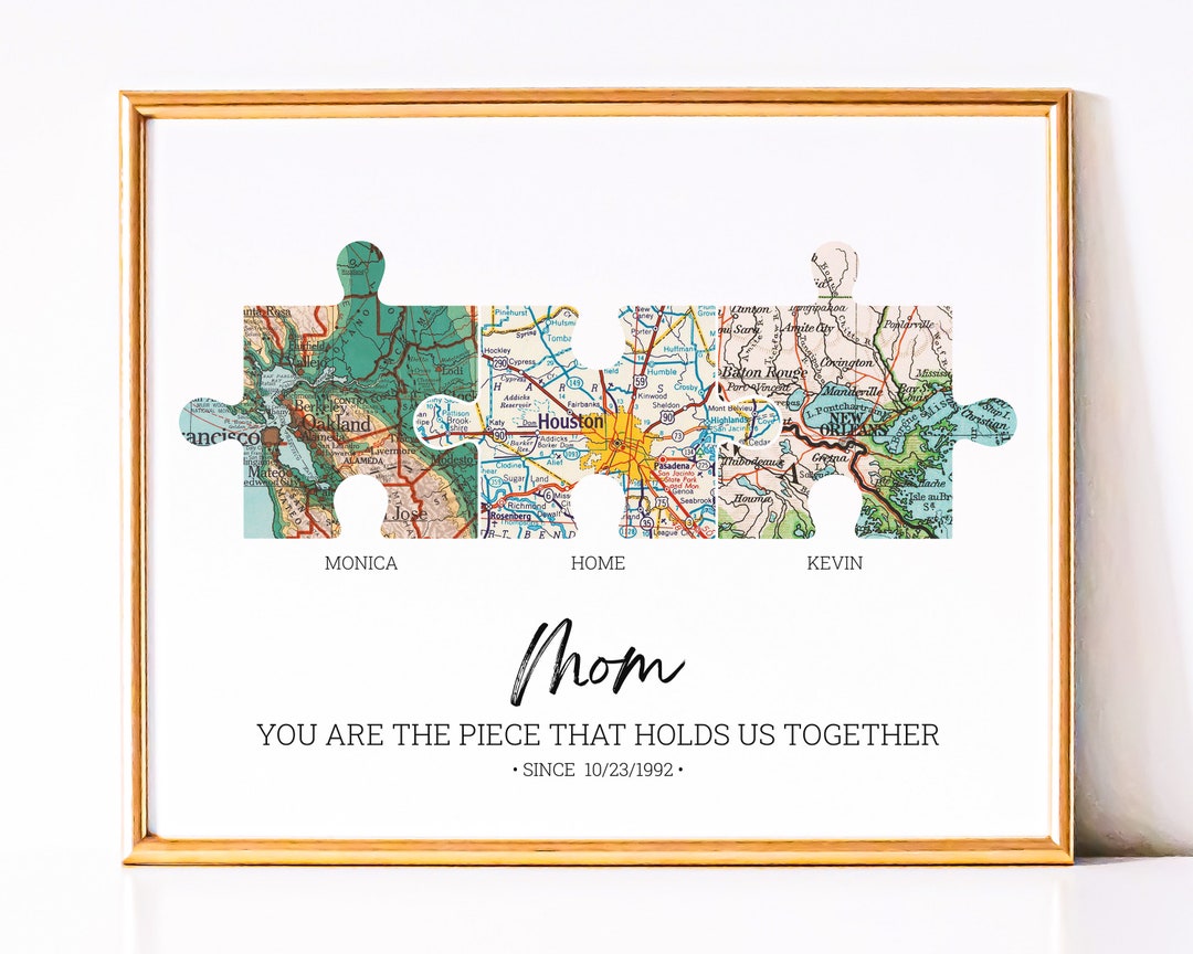 Personalized Family Map Art Print, Long Distance Gift for Mom - Etsy