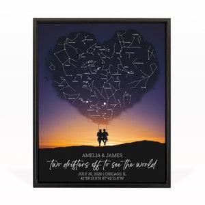 Personalized Star Map Canvas Print: Anniversary, Wedding, Valentine&#39;s Gift