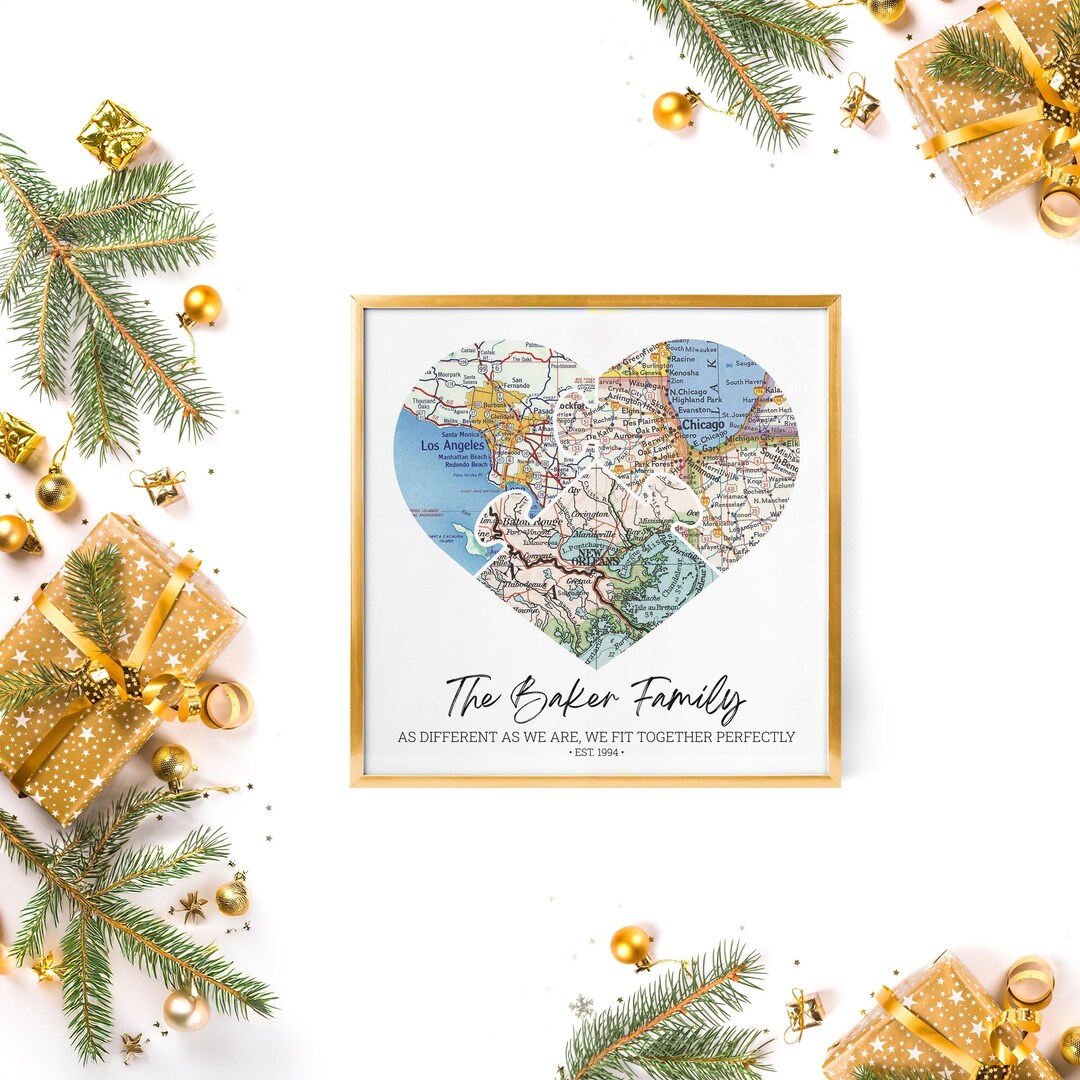Personalized Family Map Heart Puzzle Print: Long Distance Gift - Etsy