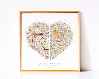 Custom Valentine&#39;s Day Gift for Long Distance Relationship Couple, One Year Anniversary Gift for Boyfriend or Girlfriend