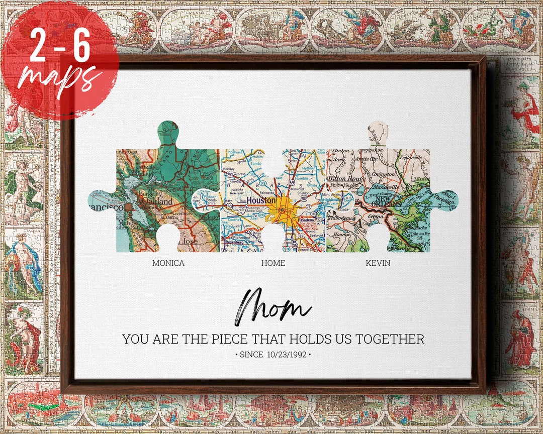 Personalized Puzzle Adventure Map Canvas Print With 26 Maps Etsy