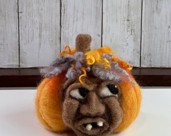 Medium Needle Felted Jack-o-lantern / Pumpkin