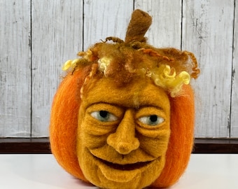 Large Needle Felted Jack-o-lantern / Pumpkin