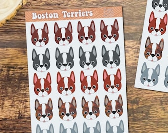 Cute Boston Terrier Stickers! Cute Dog Sticker Sheet! Planner Pups!