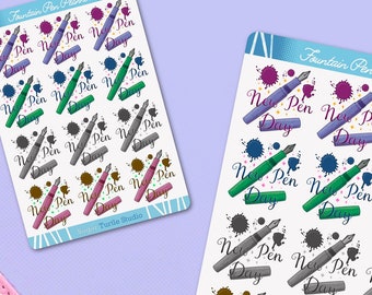 New Pen Day - Fountain Pen Sticker Sheet - 2 Sizes Available