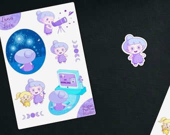 ルナラブステッカーシート〜かわいい女の子ステッカー〜プランナーステッカー〜かわいい文房具