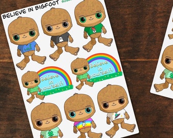 ビッグフットを信じ、自分を信じよう - 未確認生物のかわいいステッカー - イエティ、サスカッチ、モチベーションアップ