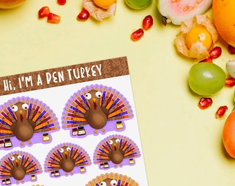 Fountain Pen Turkey Stickers - Happy Thanksgiving from the Pen Turkey.